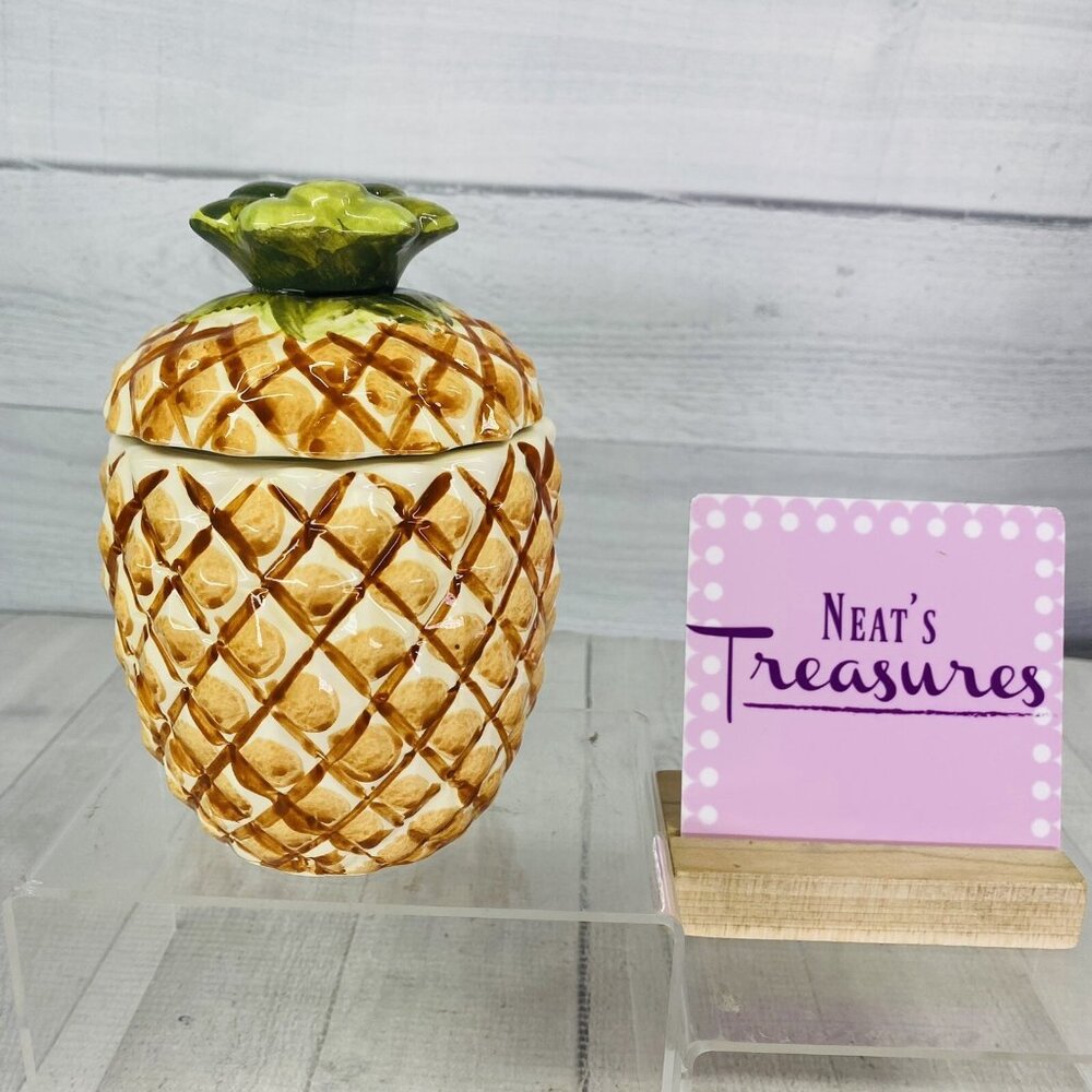 Alco PINEAPPLE Shape Ceramic Rubber Sealed Lidded  6" Tall Canister Candy Jar